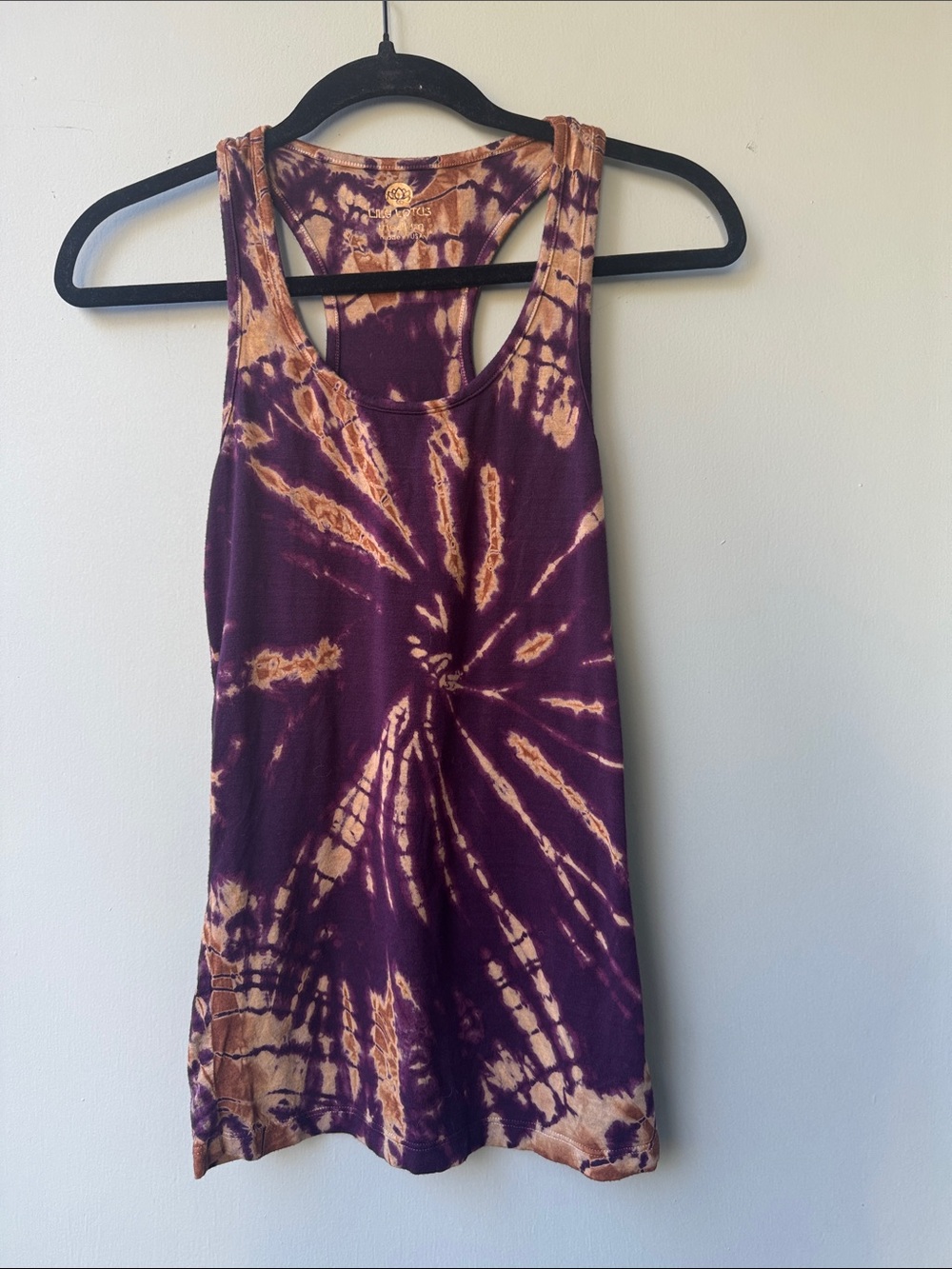 Lily Lotus Purple and Tan Tie-Dye Racerback Tank